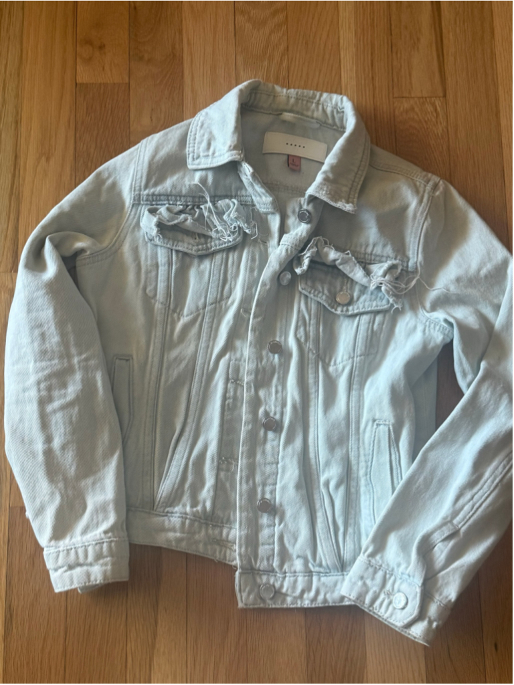 Girls Blank NYc Distressed Light Blue Jean Jacket Size L